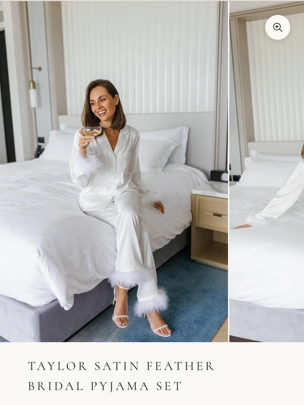 Le Rose White Satin Pajama Top